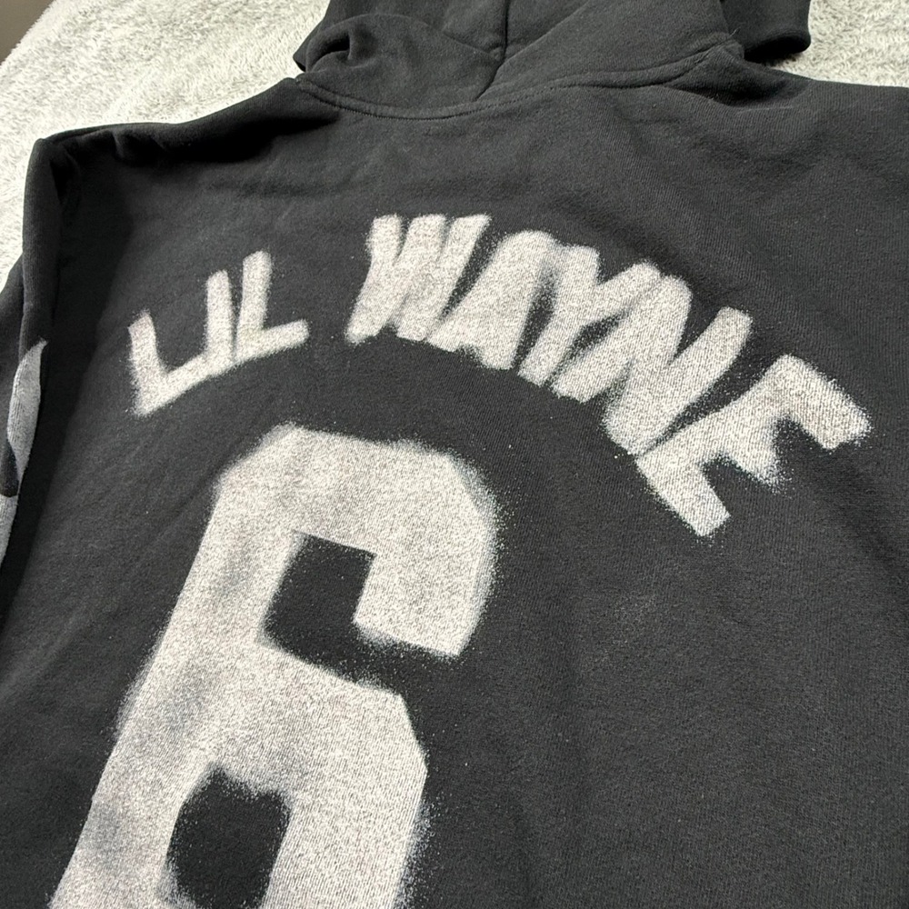 Black Lil Wayne Graphic Fleur-de-Lis Pullover Hoodie VI - Picture 9 of 9